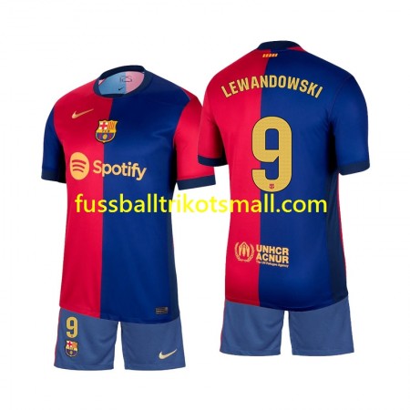 Fußballtrikots FC Barcelona Lewandowski 9 Kinder 2024-2025 Kurzarm Heimtrikotsatz kaufen